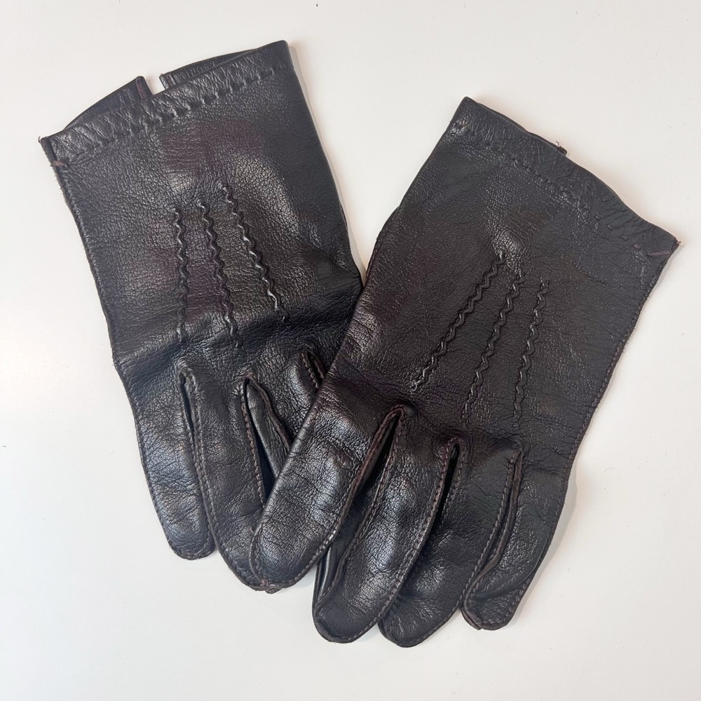 Daniel Hays‎ Dark Brown Soft Leather Driving Gloves Size 8.5 Womens Soft Leather
